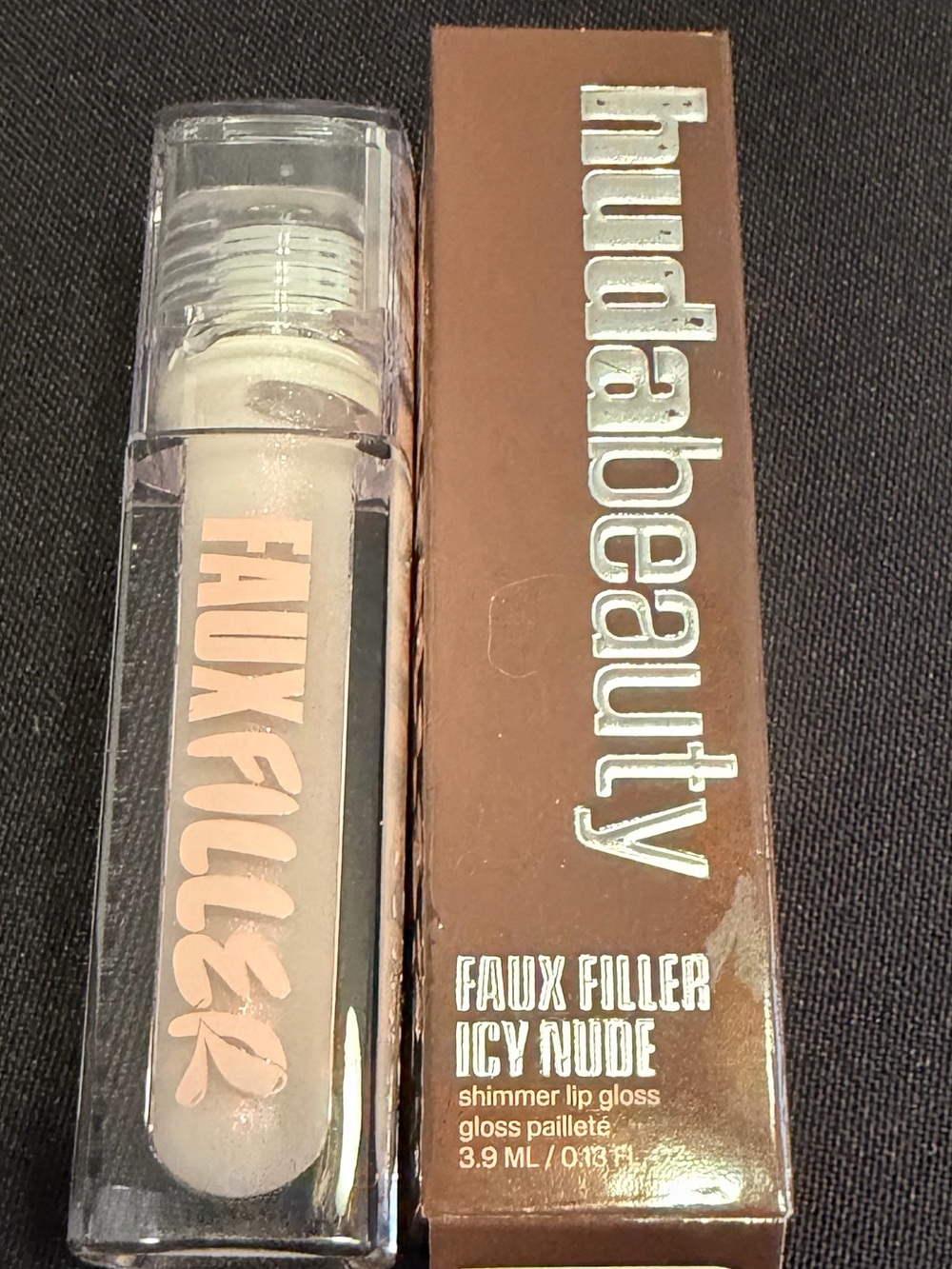 🌷 Huda Beauty Faux Filler Icy Nude Shimmer Lip Gloss New FullSz